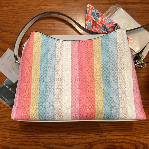 Nanette Lepore MaLogo Crossbody with card case and scarf NWT Logo Stripe - Picture 11 of 12